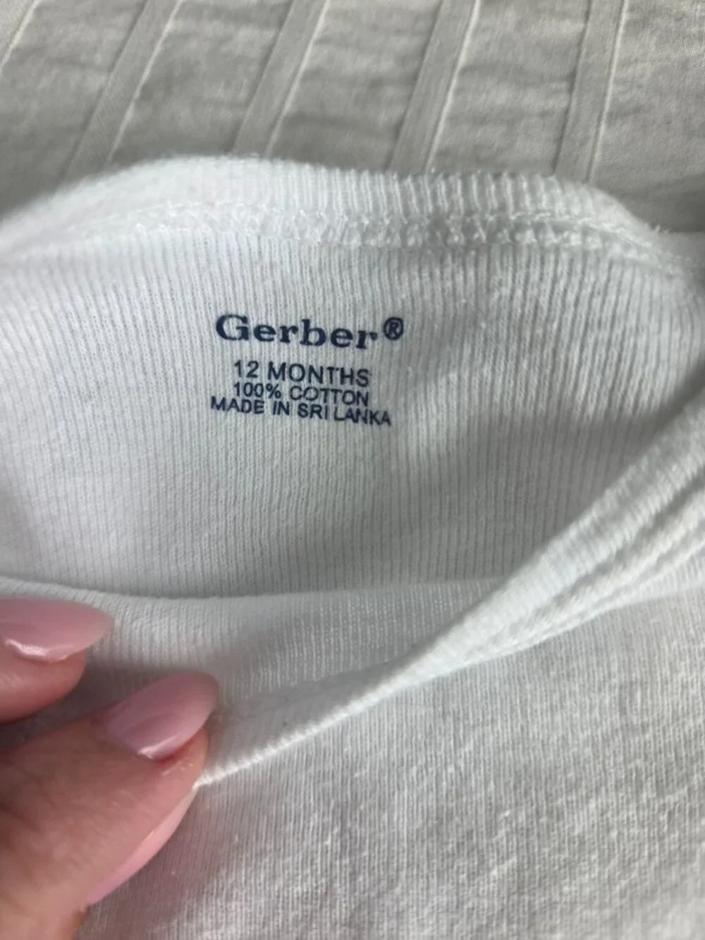 Gerber Baby White Long Sleeve Onesies Bodysuits 2-Pack 12 Months 100% Cotton